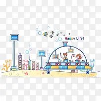 卡通手绘城市-空若网 卡通手绘城市-空若网