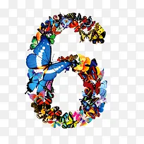 创意蝴蝶艺术数字6-空若网 创意蝴蝶艺术数字6-空若网