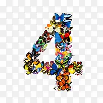 艺术蝴蝶创意数字4-空若网 艺术蝴蝶创意数字4-空若网