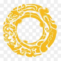 金色的龙纹矢量传统边框-空若网 金色的龙纹矢量传统边框-空若网