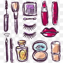 手绘化妆品矢量-空若网 手绘化妆品矢量-空若网