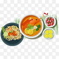 矢量彩色扁平化冬阴功食物插画-空若网 矢量彩色扁平化冬阴功食物插画-空若网