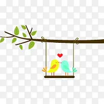 可爱爱情鸟树枝设计卡通-空若网 可爱爱情鸟树枝设计卡通-空若网