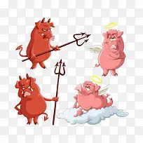 矢量牛和猪-空若网 矢量牛和猪-空若网