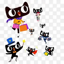 手绘彩色可爱天猫-空若网 手绘彩色可爱天猫-空若网