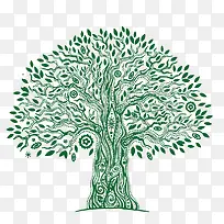 繁复的树绿色剪影-空若网 繁复的树绿色剪影-空若网