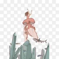 清新矿石少女插画-空若网 清新矿石少女插画-空若网