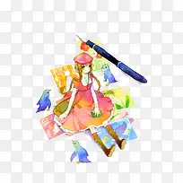 少女水彩画-空若网 少女水彩画-空若网