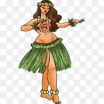 矢量手绘跳草裙舞的女人-空若网 矢量手绘跳草裙舞的女人-空若网