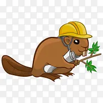 卡通手绘戴安全帽松鼠建筑师-空若网 卡通手绘戴安全帽松鼠建筑师-空若网