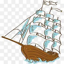 手绘卡通帆船-空若网 手绘卡通帆船-空若网