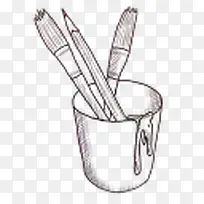 手绘笔筒-空若网 手绘笔筒-空若网