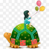 乌龟上的卡通女孩-空若网 乌龟上的卡通女孩-空若网