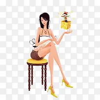 坐着的时尚女孩-空若网 坐着的时尚女孩-空若网