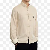 原创中国风亚麻长袖衬衫男立领盘扣刺绣衬衣-空若网 原创中国风亚麻长袖衬衫男立领盘扣刺绣衬衣-空若网