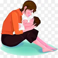 手绘可爱哄孩子母亲-空若网 手绘可爱哄孩子母亲-空若网