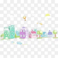 手绘城市背景图-空若网 手绘城市背景图-空若网