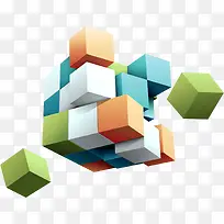 彩色立体手绘方块-空若网 彩色立体手绘方块-空若网