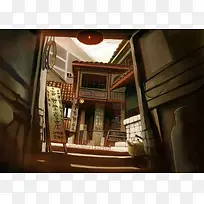 彩绘扁平风格室内摄影合成-空若网 彩绘扁平风格室内摄影合成-空若网