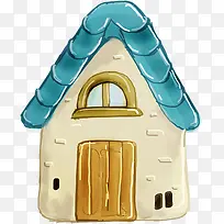 春天蓝色水彩房子-空若网 春天蓝色水彩房子-空若网