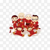 卡通人物矢量全家福素材-空若网 卡通人物矢量全家福素材-空若网