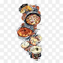 手绘美食日记插画-空若网 手绘美食日记插画-空若网