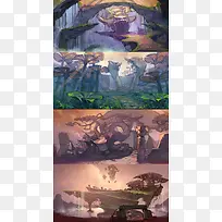手绘魔幻场景插画-空若网 手绘魔幻场景插画-空若网