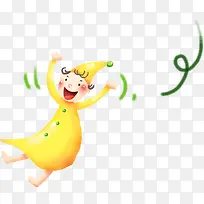 春天黄色水彩小人-空若网 春天黄色水彩小人-空若网
