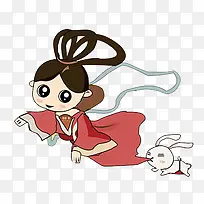 卡通手绘嫦娥月兔创意元素-空若网 卡通手绘嫦娥月兔创意元素-空若网