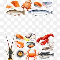 卡通手绘合成海鲜食物-空若网 卡通手绘合成海鲜食物-空若网
