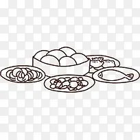 手绘合成曹参包子鱼食物-空若网 手绘合成曹参包子鱼食物-空若网