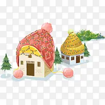 手绘彩色帽子植物-空若网 手绘彩色帽子植物-空若网