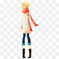 手绘时尚围巾女孩-空若网 手绘时尚围巾女孩-空若网