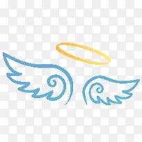 手绘清新蓝色翅膀-空若网 手绘清新蓝色翅膀-空若网