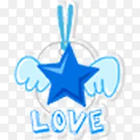 手绘蓝色星星翅膀-空若网 手绘蓝色星星翅膀-空若网