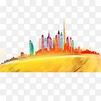 彩色城市建筑剪影-空若网 彩色城市建筑剪影-空若网