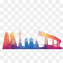 彩色城市剪影-空若网 彩色城市剪影-空若网