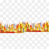 城市建筑彩色剪影-空若网 城市建筑彩色剪影-空若网