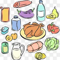 矢量蔬菜和烤鸡-空若网 矢量蔬菜和烤鸡-空若网