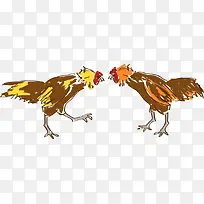 手绘卡通斗鸡-空若网 手绘卡通斗鸡-空若网