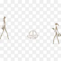 时尚手绘购物美女汽车-空若网 时尚手绘购物美女汽车-空若网