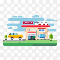 扁平化办公室餐馆矢量图-空若网 扁平化办公室餐馆矢量图-空若网