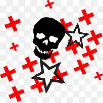 红黑骷髅头万圣节矢量素材-空若网 红黑骷髅头万圣节矢量素材-空若网