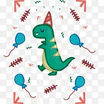 矢量手绘卡通恐龙-空若网 矢量手绘卡通恐龙-空若网