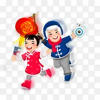 手绘新年可爱小孩-空若网 手绘新年可爱小孩-空若网