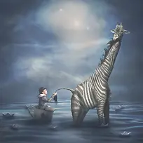 小孩斑马创意手绘-空若网 小孩斑马创意手绘-空若网