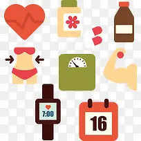 矢量健康减肥图标素材卡通-空若网 矢量健康减肥图标素材卡通-空若网