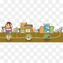 甜品店插画素材-空若网 甜品店插画素材-空若网