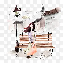 公园风景插画素材-空若网 公园风景插画素材-空若网