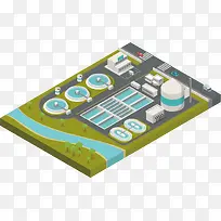 工厂建筑鸟瞰扁平化-空若网 工厂建筑鸟瞰扁平化-空若网